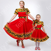 Платье Аленький цветочек, красное, длинное